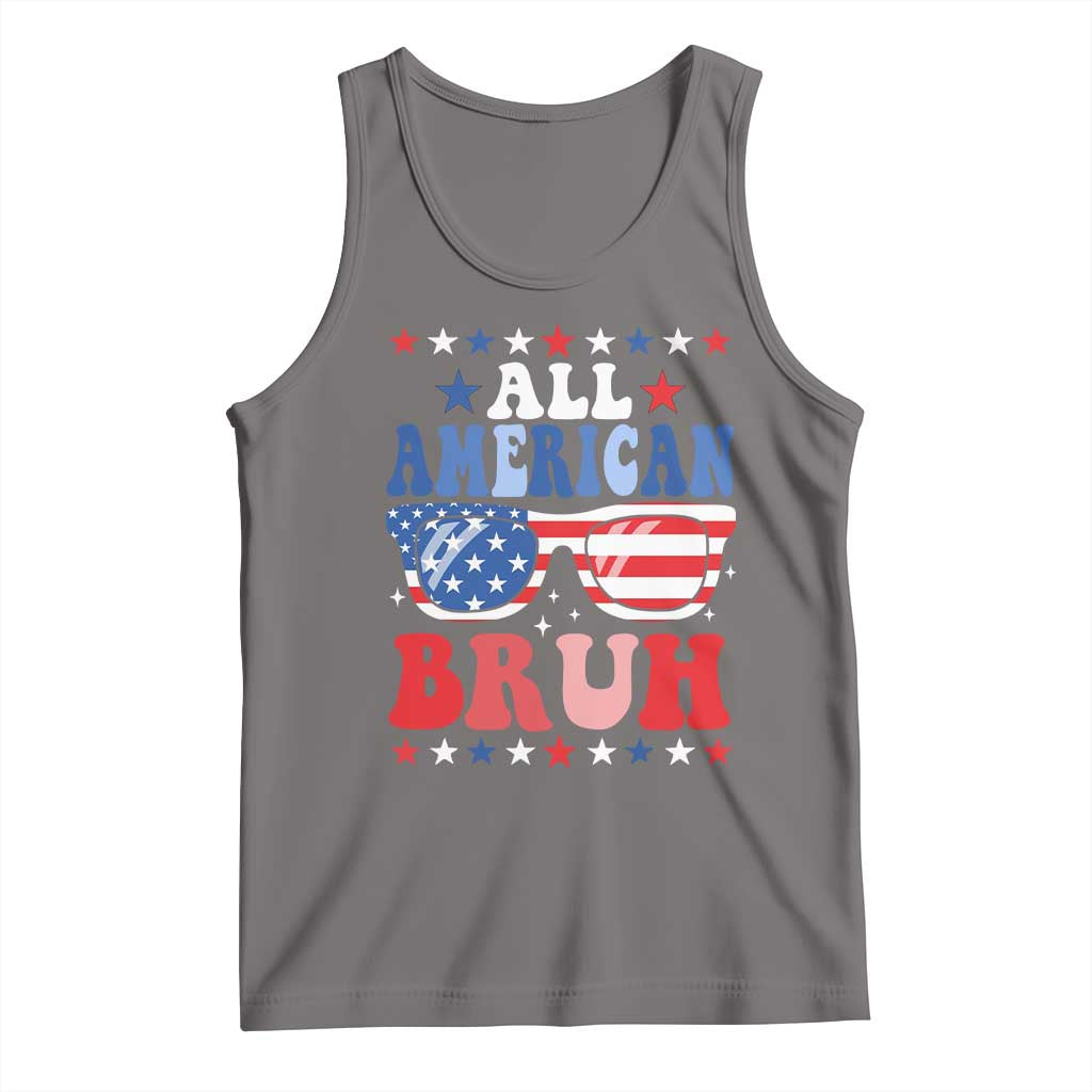 All American Bruh Patriotic 4th Of July Tank Top USA Flag Sunglasses Teens Kids - Wonder Print Shop
