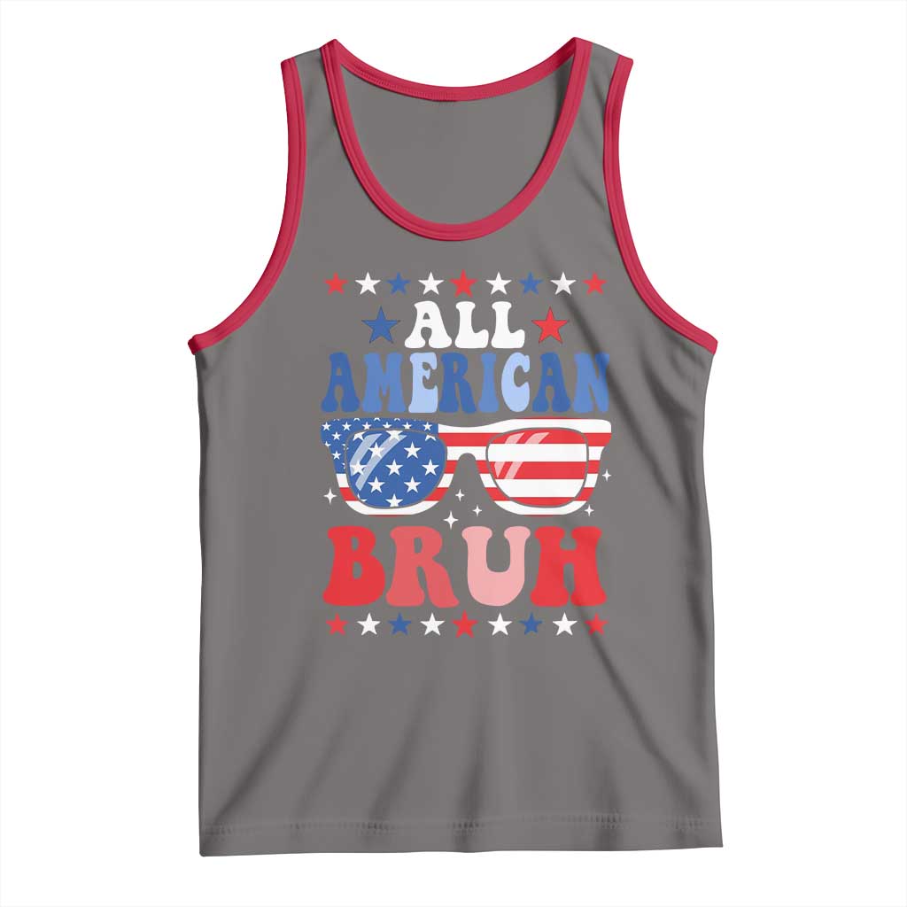All American Bruh Patriotic 4th Of July Tank Top USA Flag Sunglasses Teens Kids - Wonder Print Shop