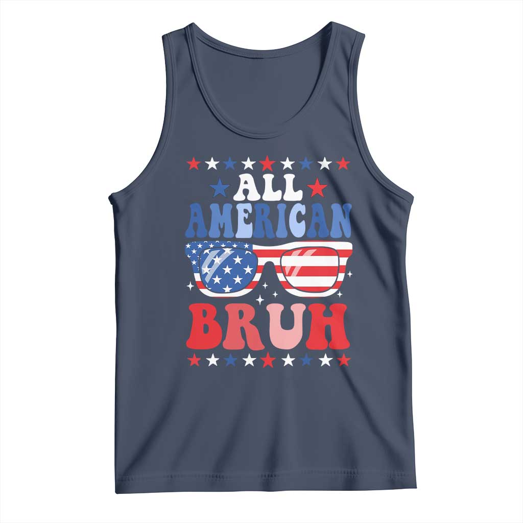 All American Bruh Patriotic 4th Of July Tank Top USA Flag Sunglasses Teens Kids - Wonder Print Shop