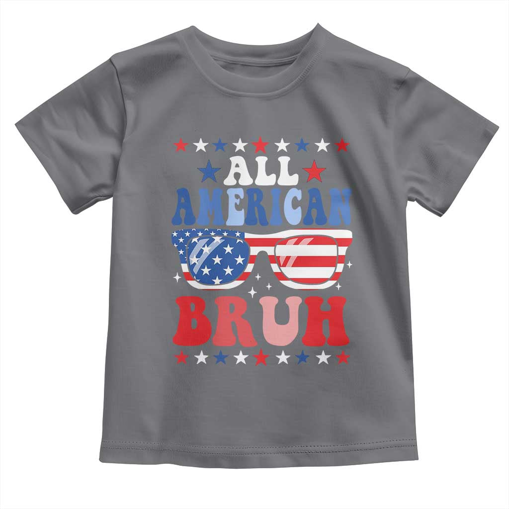 All American Bruh Patriotic 4th Of July Toddler T Shirt USA Flag Sunglasses Teens Kids - Wonder Print Shop