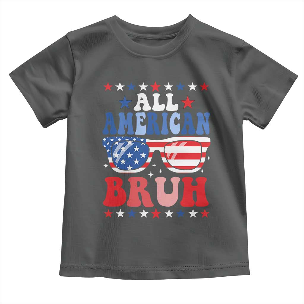 All American Bruh Patriotic 4th Of July Toddler T Shirt USA Flag Sunglasses Teens Kids - Wonder Print Shop