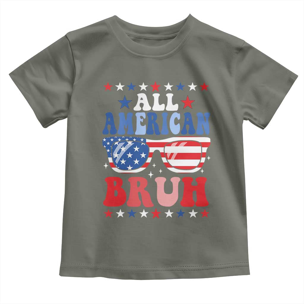 All American Bruh Patriotic 4th Of July Toddler T Shirt USA Flag Sunglasses Teens Kids - Wonder Print Shop