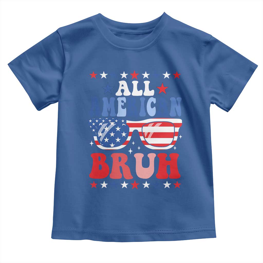 All American Bruh Patriotic 4th Of July Toddler T Shirt USA Flag Sunglasses Teens Kids - Wonder Print Shop