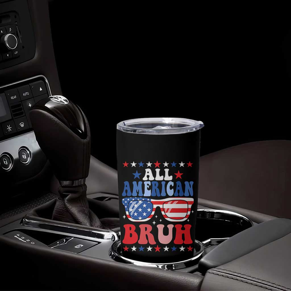 All American Bruh Patriotic 4th Of July Tumbler Cup USA Flag Sunglasses Teens Kids - Wonder Print Shop