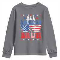 All American Bruh Patriotic 4th Of July Youth Sweatshirt USA Flag Sunglasses Teens Kids - Wonder Print Shop