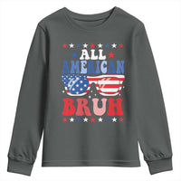 All American Bruh Patriotic 4th Of July Youth Sweatshirt USA Flag Sunglasses Teens Kids - Wonder Print Shop