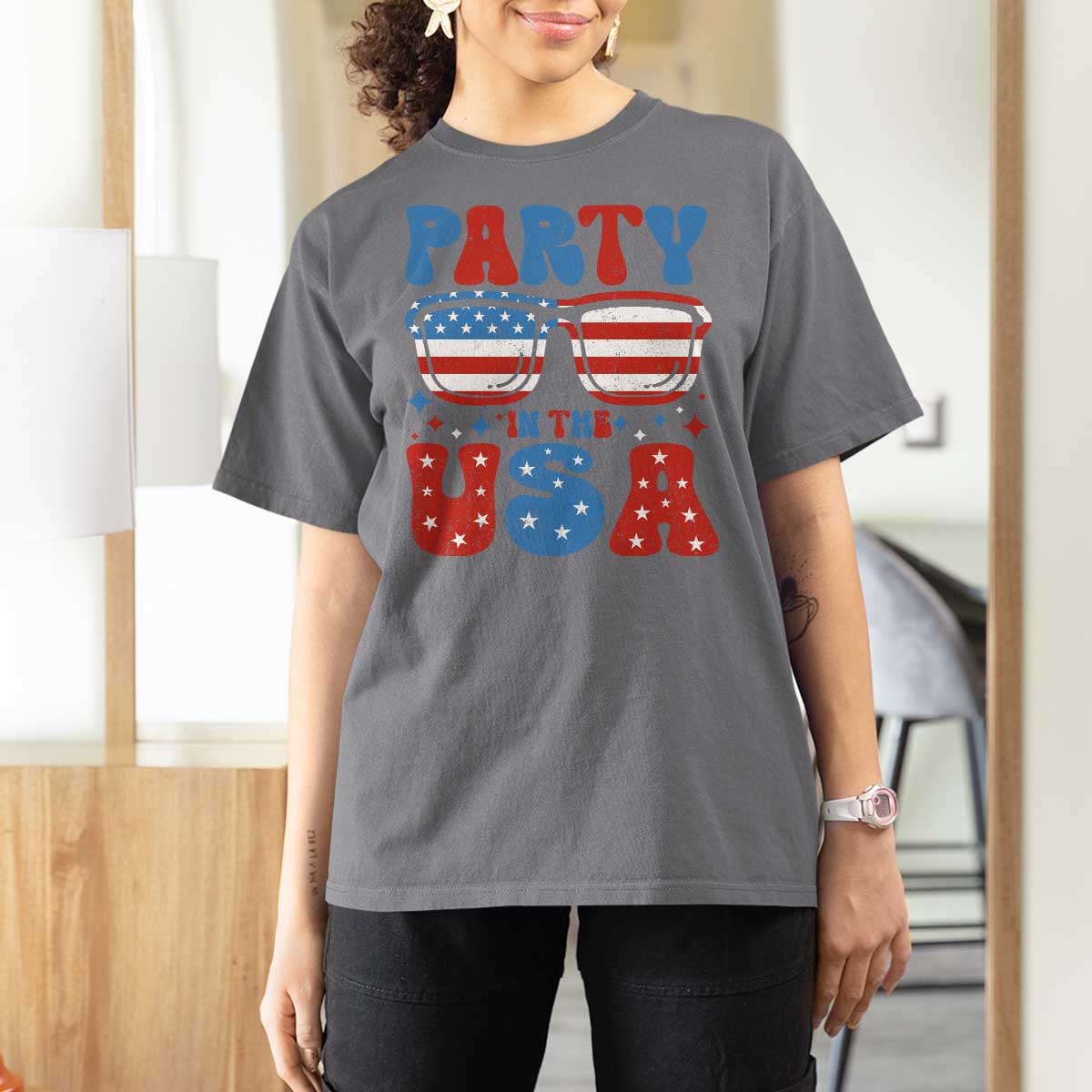 Party in The USA T Shirt For Women 4th of July Independence Day - Wonder Print Shop
