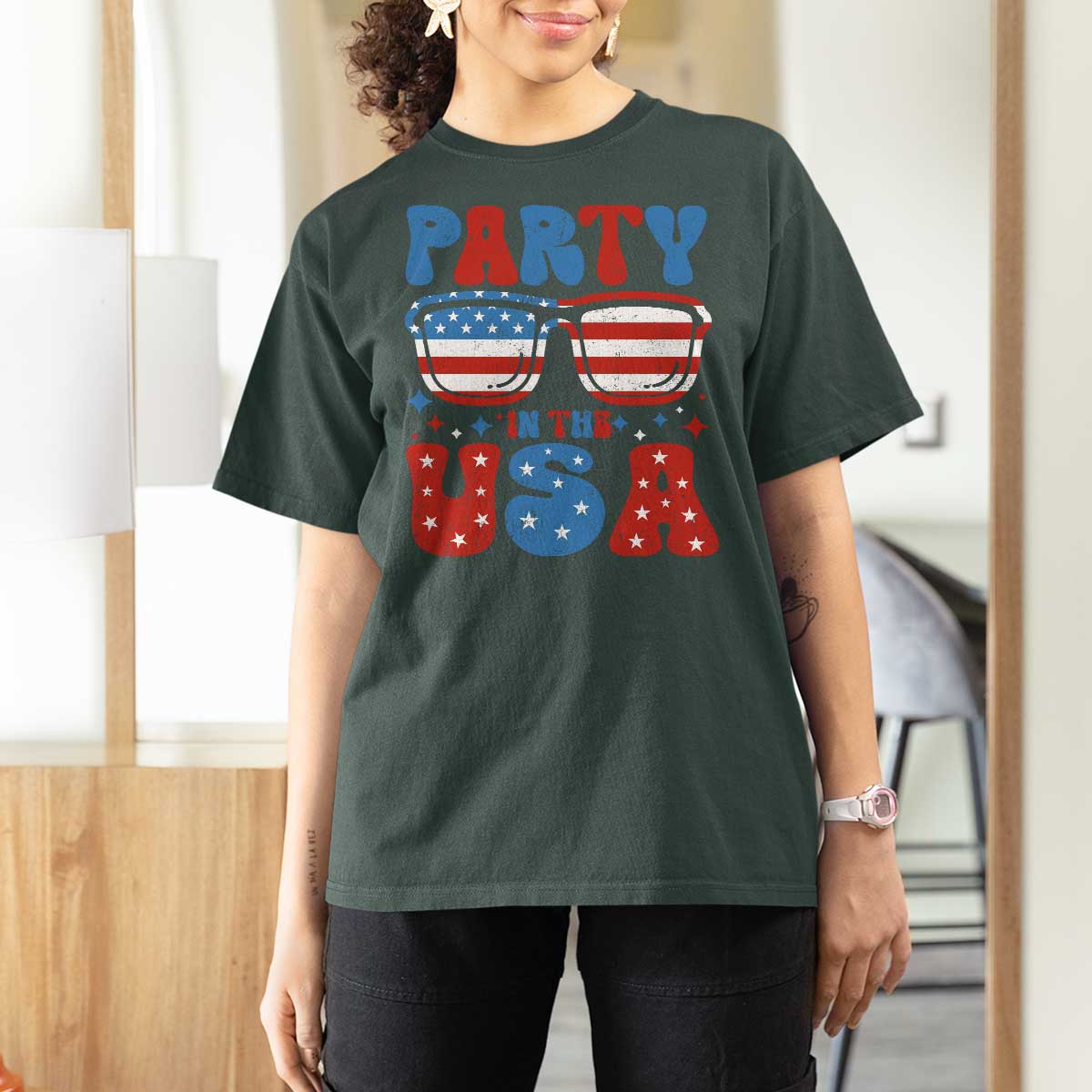 Party in The USA T Shirt For Women 4th of July Independence Day - Wonder Print Shop