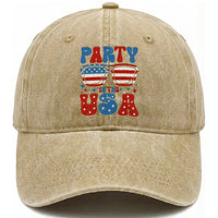 Party in The USA Washed Cotton Baseball Cap 4th of July Independence Day