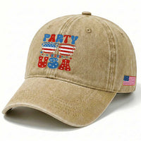 Party in The USA Washed Cotton Baseball Cap 4th of July Independence Day