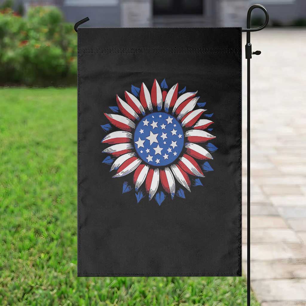 Sunflower American Flag Garden Flag Floral USA 4th of July Merica - Wonder Print Shop