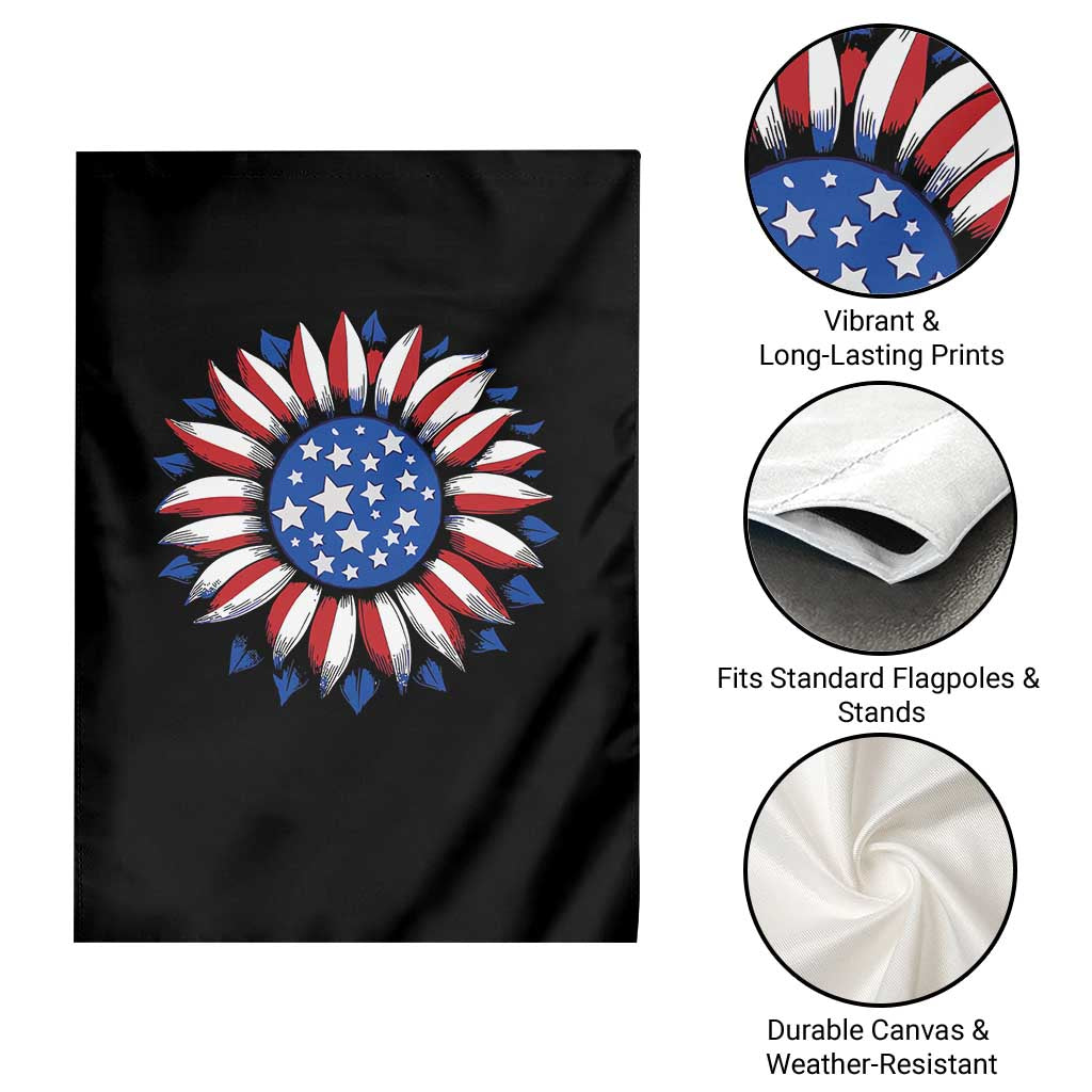 Sunflower American Flag Garden Flag Floral USA 4th of July Merica - Wonder Print Shop