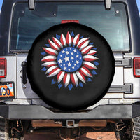 Sunflower American Flag Spare Tire Cover Floral USA 4th of July Merica - Wonder Print Shop