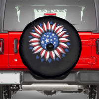 Sunflower American Flag Spare Tire Cover Floral USA 4th of July Merica - Wonder Print Shop