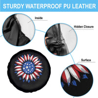 Sunflower American Flag Spare Tire Cover Floral USA 4th of July Merica - Wonder Print Shop