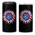 Sunflower American Flag 4 in 1 Can Cooler Tumbler Floral USA 4th of July Merica - Wonder Print Shop
