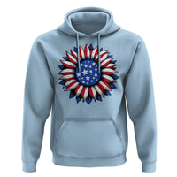 Sunflower American Flag Hoodie Floral USA 4th of July Merica - Wonder Print Shop