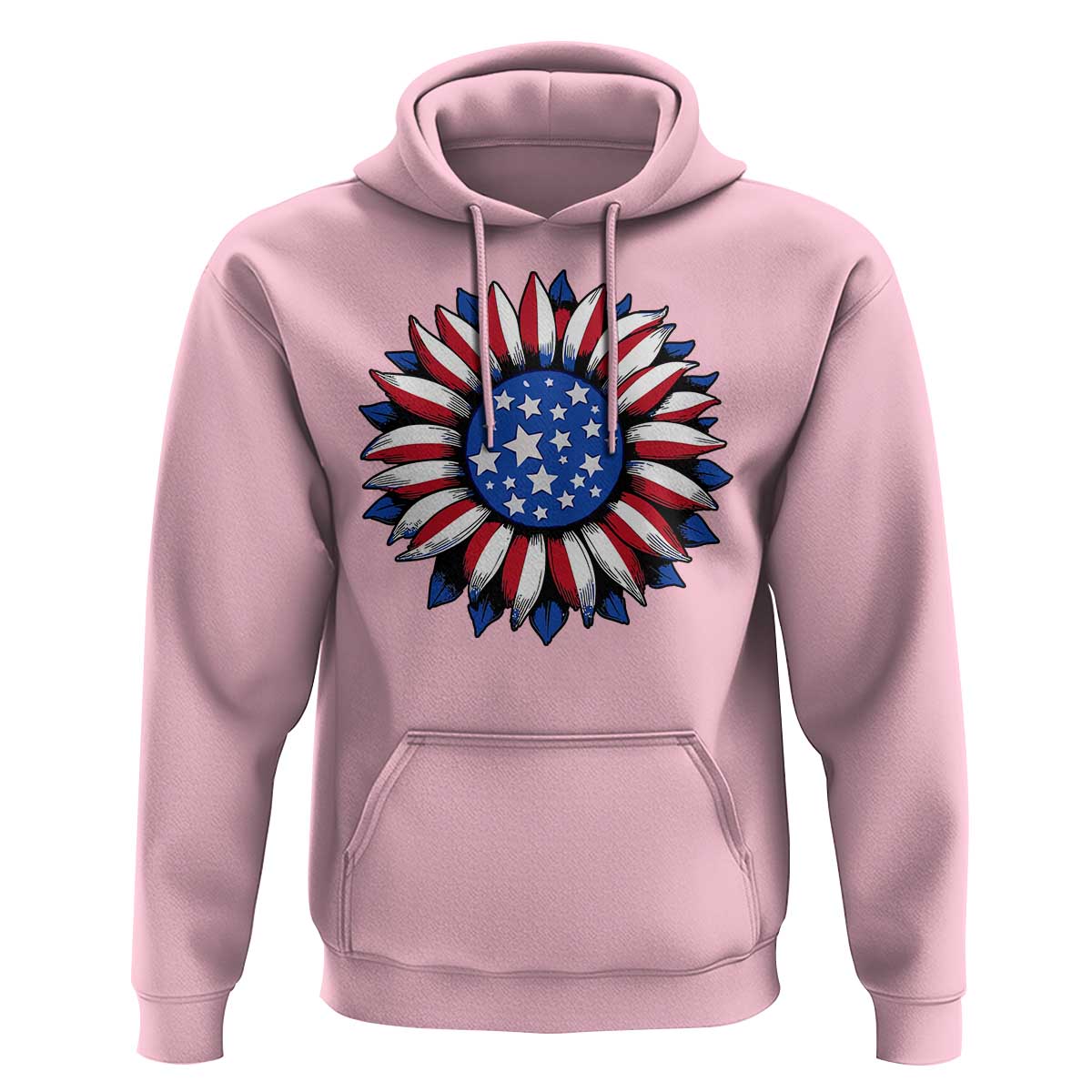 Sunflower American Flag Hoodie Floral USA 4th of July Merica - Wonder Print Shop