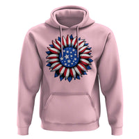 Sunflower American Flag Hoodie Floral USA 4th of July Merica - Wonder Print Shop