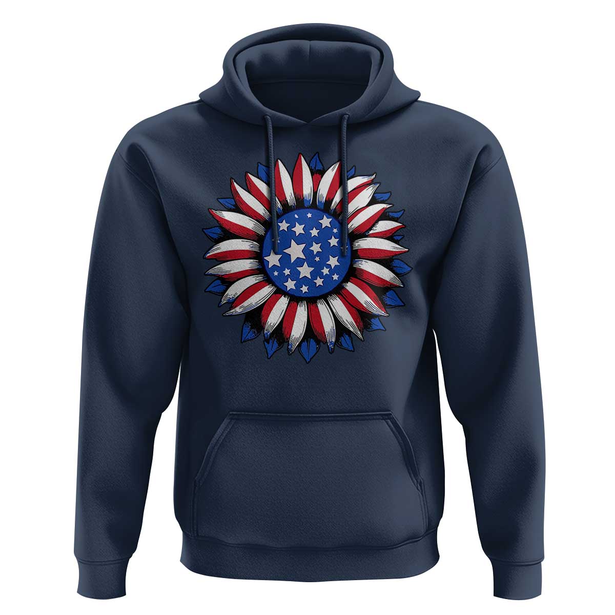 Sunflower American Flag Hoodie Floral USA 4th of July Merica - Wonder Print Shop