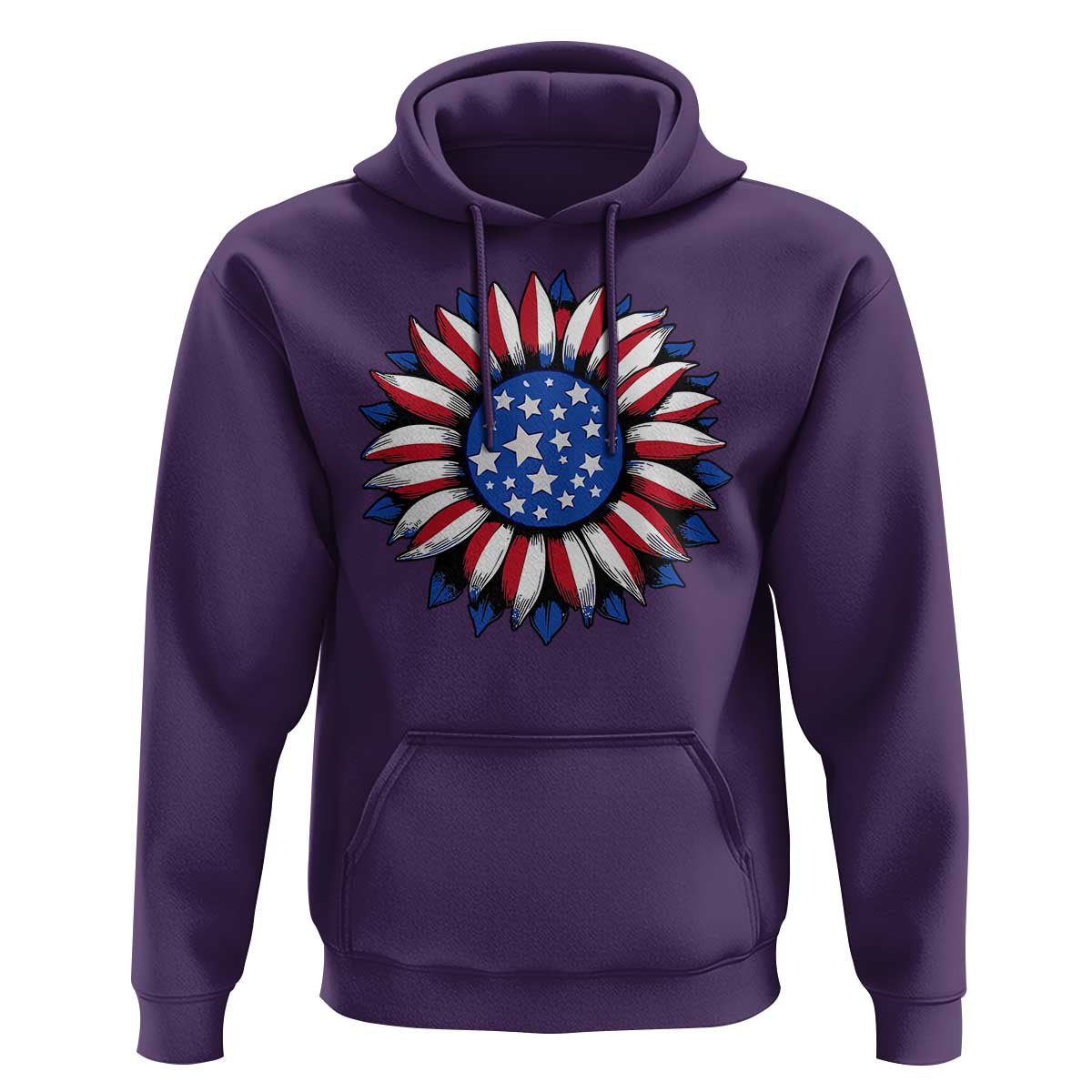 Sunflower American Flag Hoodie Floral USA 4th of July Merica - Wonder Print Shop