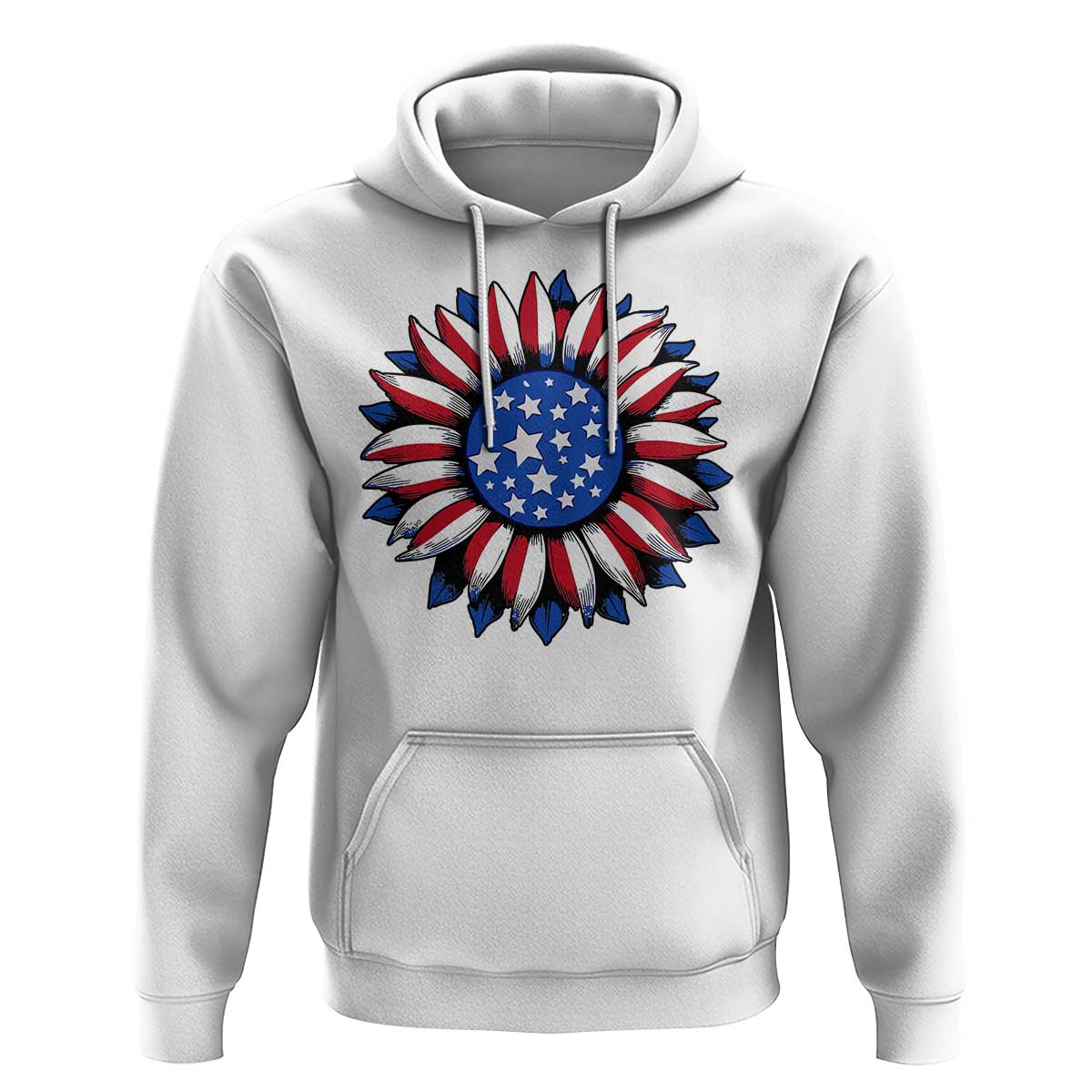 Sunflower American Flag Hoodie Floral USA 4th of July Merica - Wonder Print Shop