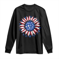 Sunflower American Flag Long Sleeve Shirt Floral USA 4th of July Merica - Wonder Print Shop