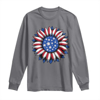 Sunflower American Flag Long Sleeve Shirt Floral USA 4th of July Merica - Wonder Print Shop