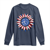 Sunflower American Flag Long Sleeve Shirt Floral USA 4th of July Merica - Wonder Print Shop