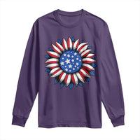 Sunflower American Flag Long Sleeve Shirt Floral USA 4th of July Merica - Wonder Print Shop