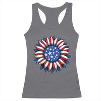 Sunflower American Flag Racerback Tank Top Floral USA 4th of July Merica - Wonder Print Shop