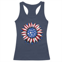 Sunflower American Flag Racerback Tank Top Floral USA 4th of July Merica - Wonder Print Shop