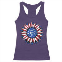 Sunflower American Flag Racerback Tank Top Floral USA 4th of July Merica - Wonder Print Shop
