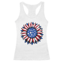 Sunflower American Flag Racerback Tank Top Floral USA 4th of July Merica - Wonder Print Shop
