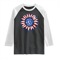 Sunflower American Flag Raglan Shirt Floral USA 4th of July Merica - Wonder Print Shop
