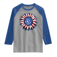 Sunflower American Flag Raglan Shirt Floral USA 4th of July Merica - Wonder Print Shop
