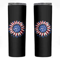 Sunflower American Flag Skinny Tumbler Floral USA 4th of July Merica - Wonder Print Shop
