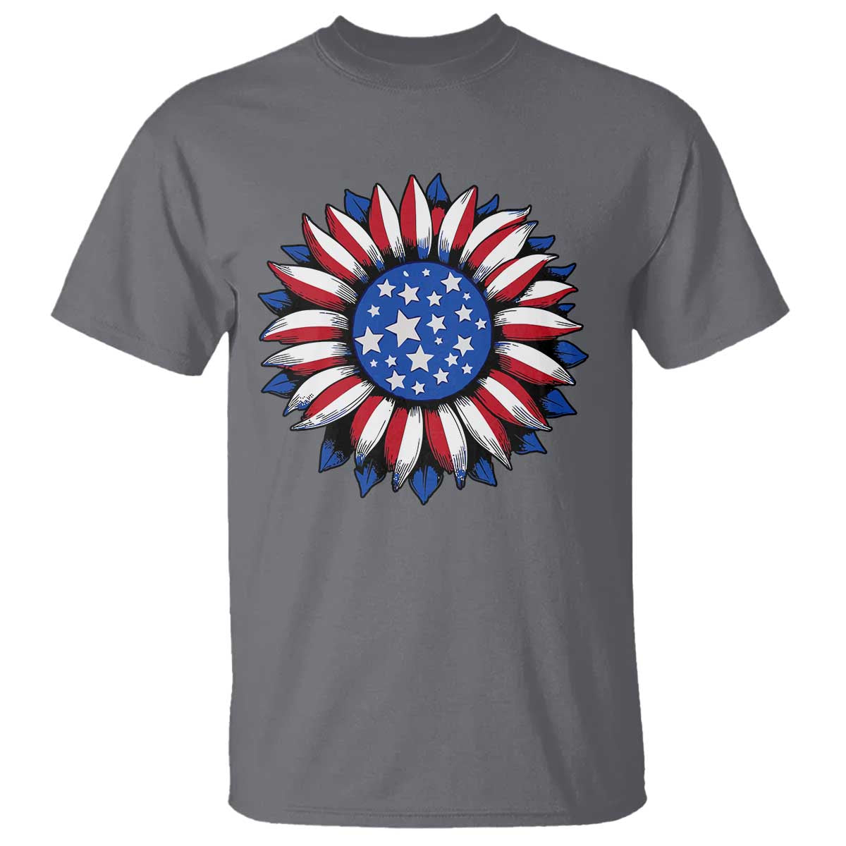 Sunflower American Flag T Shirt Floral USA 4th of July Merica - Wonder Print Shop
