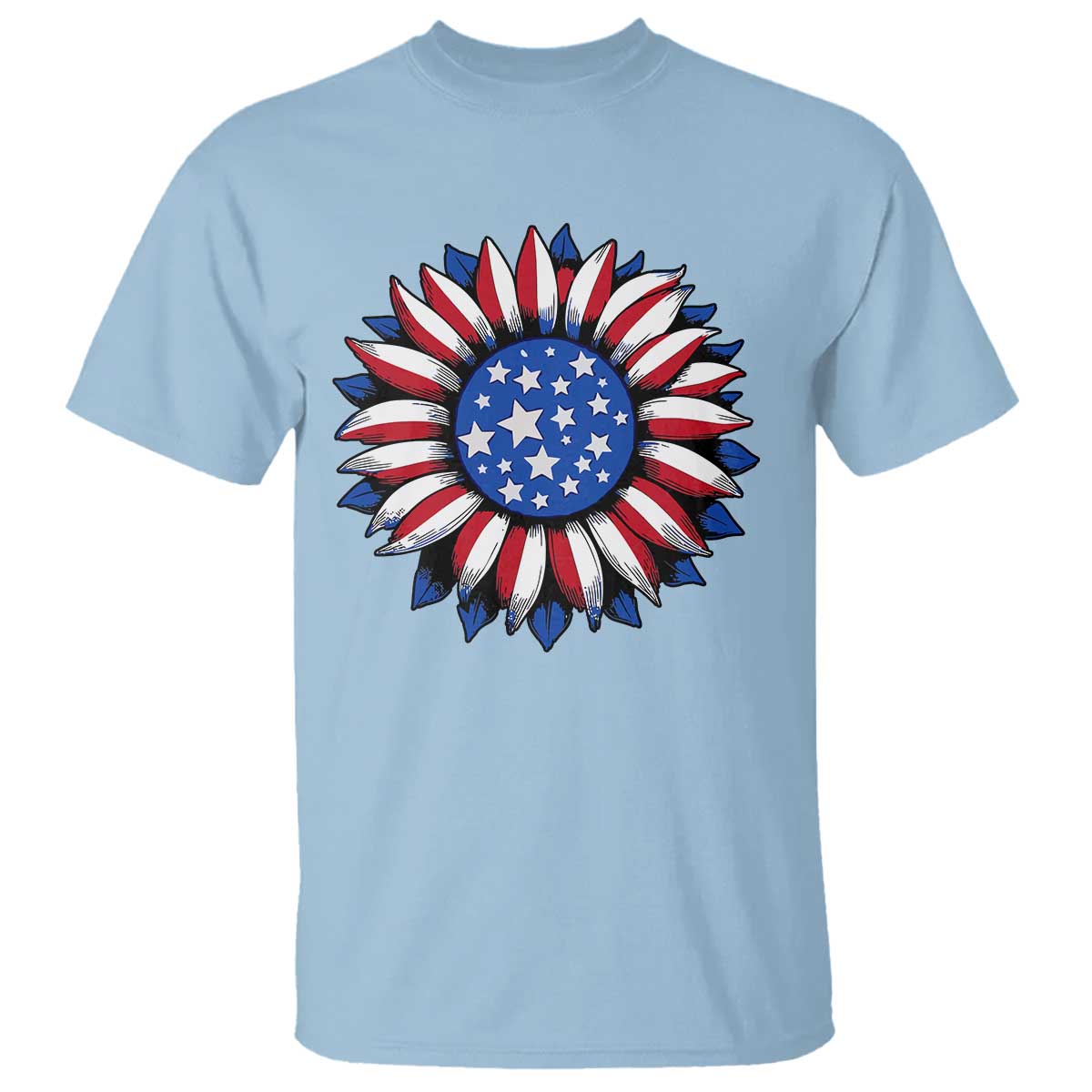 Sunflower American Flag T Shirt Floral USA 4th of July Merica - Wonder Print Shop