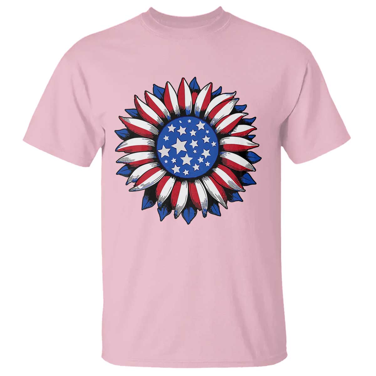 Sunflower American Flag T Shirt Floral USA 4th of July Merica - Wonder Print Shop