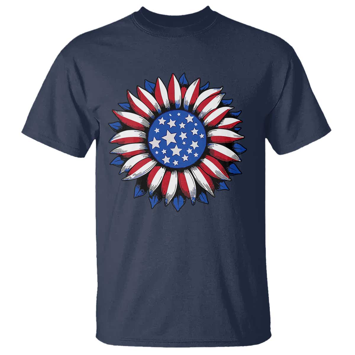 Sunflower American Flag T Shirt Floral USA 4th of July Merica - Wonder Print Shop