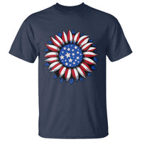 Sunflower American Flag T Shirt Floral USA 4th of July Merica - Wonder Print Shop