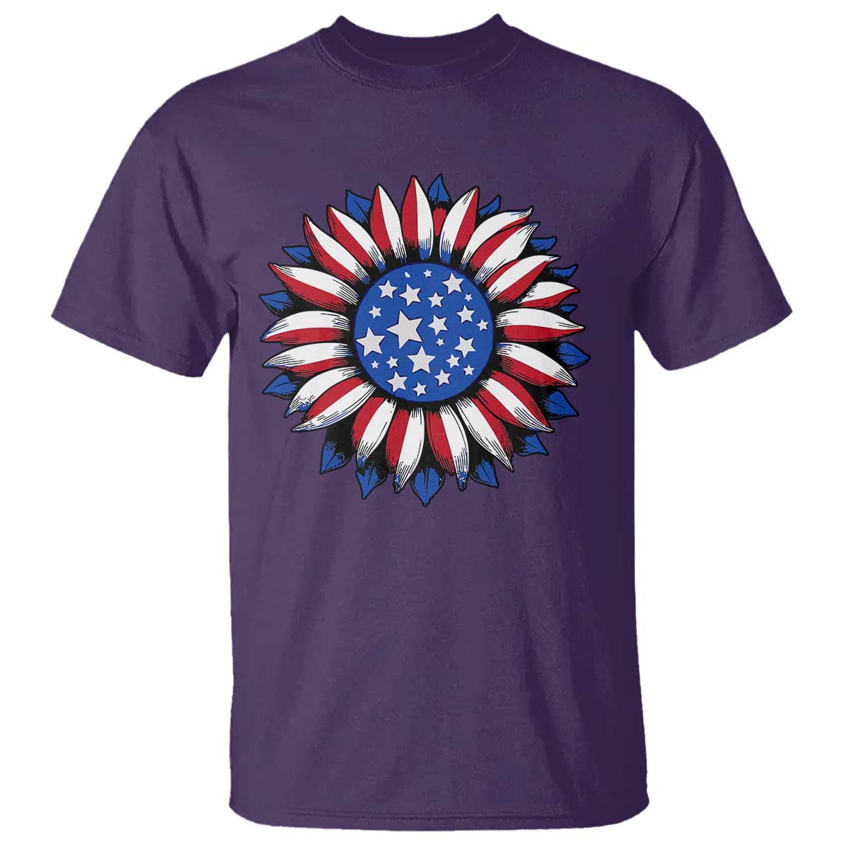 Sunflower American Flag T Shirt Floral USA 4th of July Merica - Wonder Print Shop