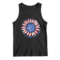 Sunflower American Flag Tank Top Floral USA 4th of July Merica - Wonder Print Shop