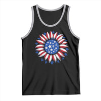 Sunflower American Flag Tank Top Floral USA 4th of July Merica - Wonder Print Shop