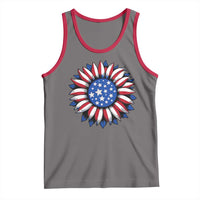 Sunflower American Flag Tank Top Floral USA 4th of July Merica - Wonder Print Shop