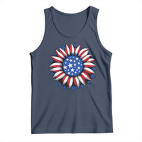 Sunflower American Flag Tank Top Floral USA 4th of July Merica - Wonder Print Shop