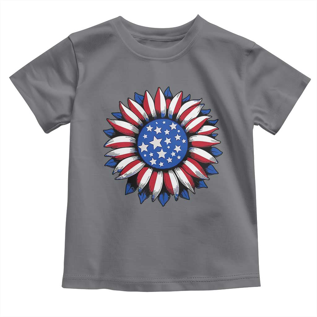 Sunflower American Flag Toddler T Shirt Floral USA 4th of July Merica - Wonder Print Shop