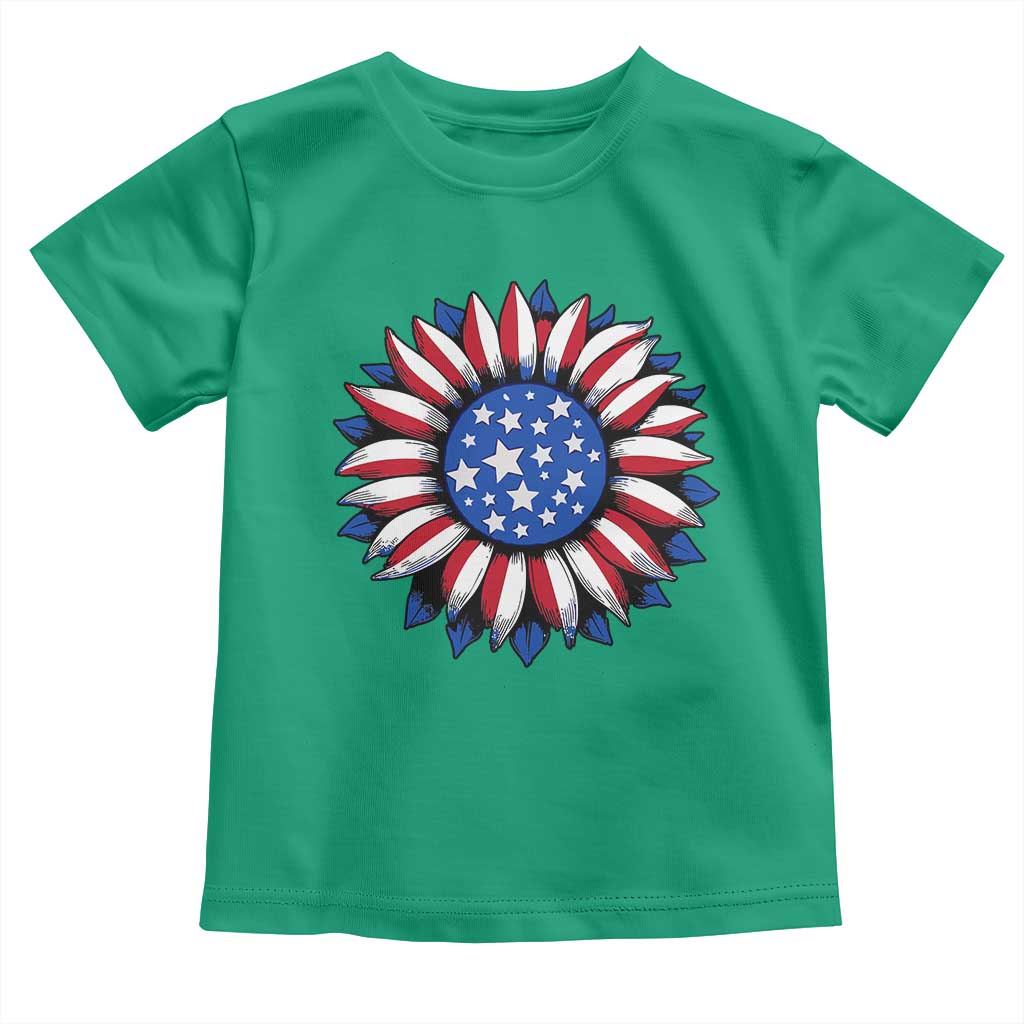 Sunflower American Flag Toddler T Shirt Floral USA 4th of July Merica - Wonder Print Shop