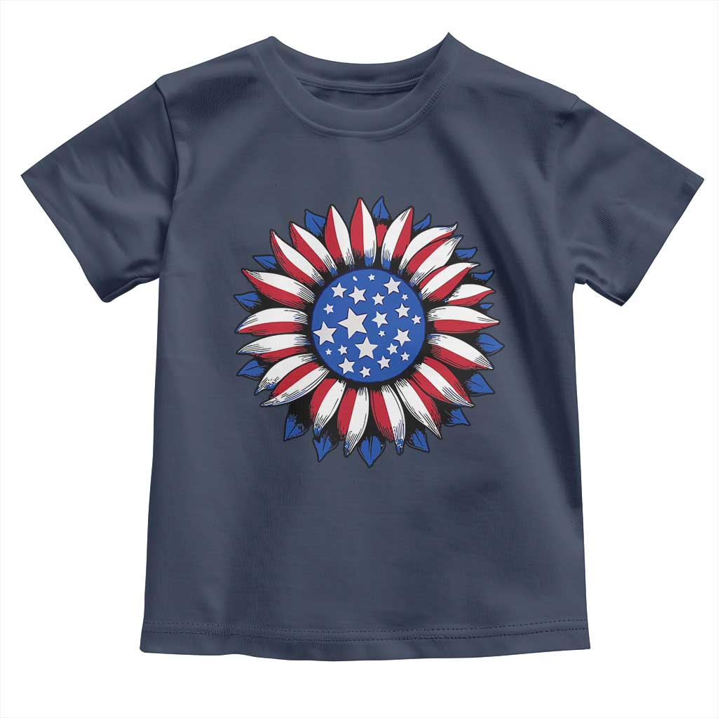 Sunflower American Flag Toddler T Shirt Floral USA 4th of July Merica - Wonder Print Shop